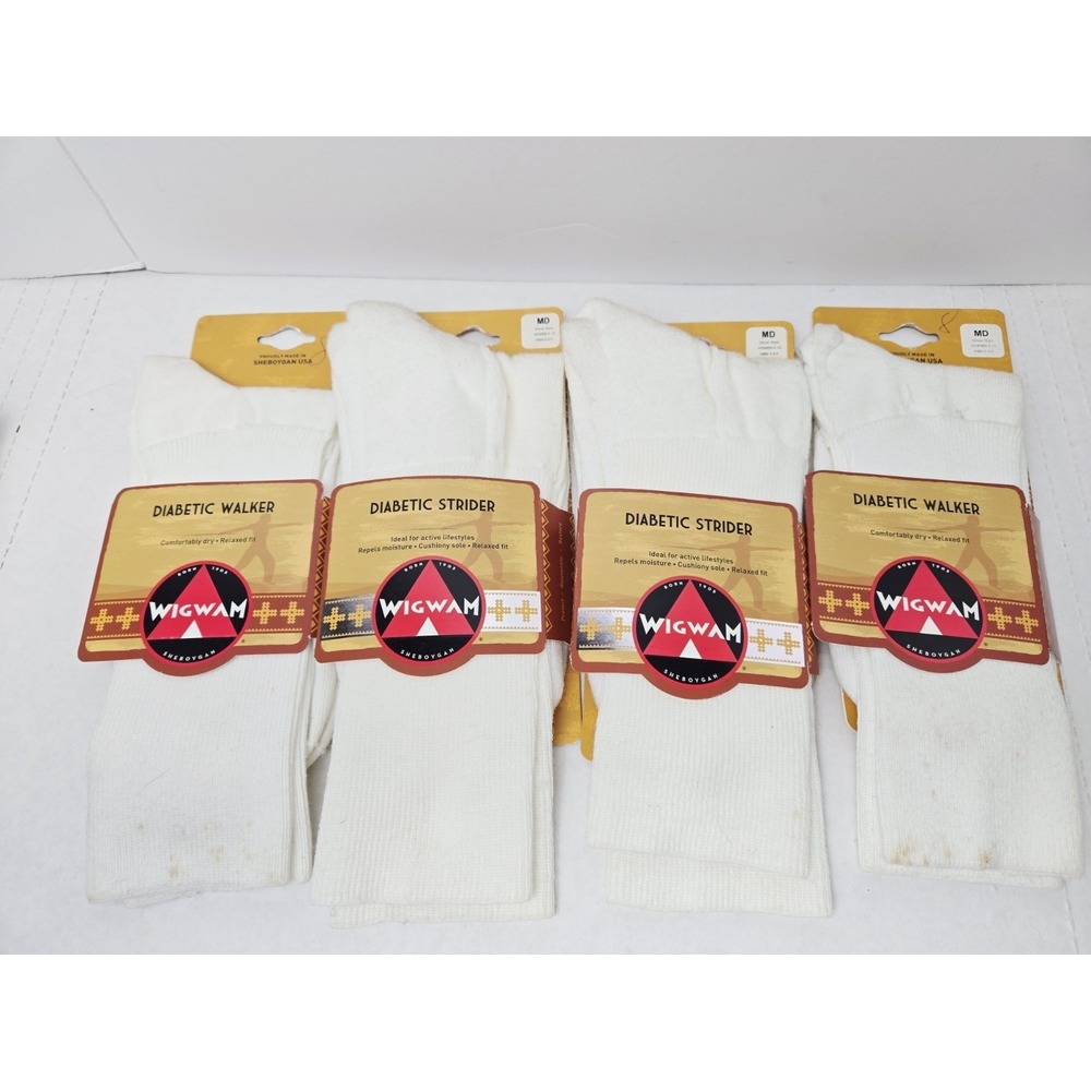 Wigwam Diabetic Walker socks NEW Unisex sz Medium 4 pairs